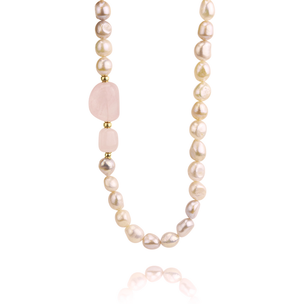 Pink Pearl and Rose Quartz Necklace