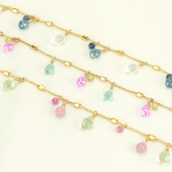 Faceted Satellite & Briolette Bracelet