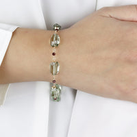 Green Amethyst & Garnet Bracelet