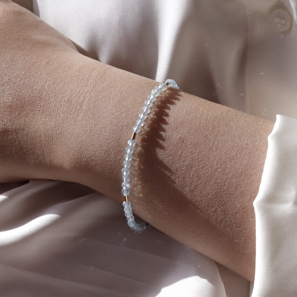 Delicate Beaded Blue Topaz Bracelet