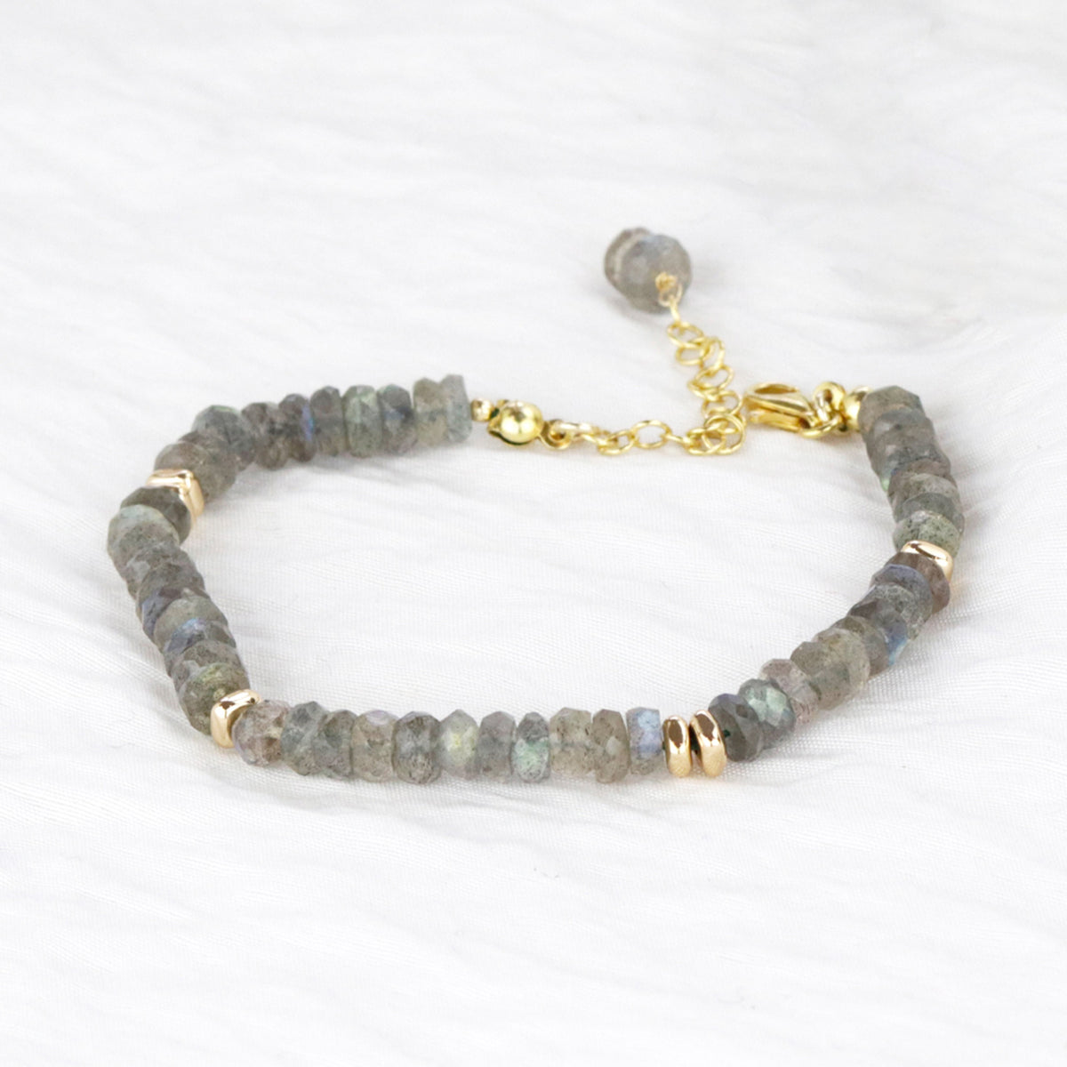Labradorite Heishi & Plated Hematite Beaded Bracelet