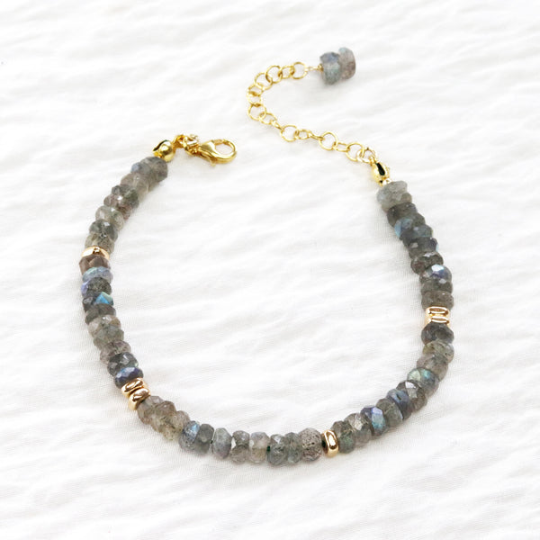 Labradorite Heishi & Plated Hematite Beaded Bracelet