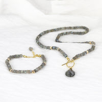 Labradorite Heishi & Plated Hematite Toggle Pendant