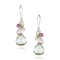 Green Amethyst Cluster Earrings