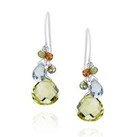 Olive Quartz Cluster Earrings