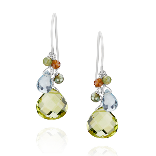 Olive Quartz Cluster Earrings