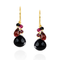 Black Onyx Cluster Earrings