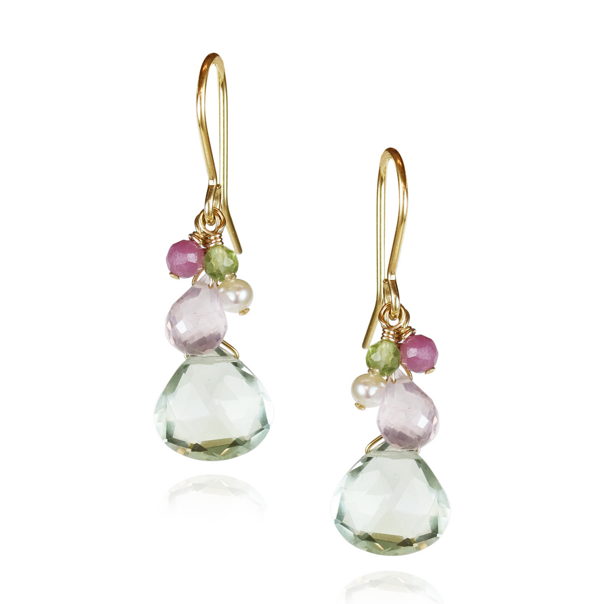 Green Amethyst Cluster Earrings