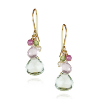 Green Amethyst Cluster Earrings