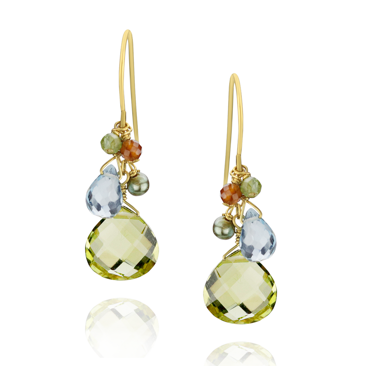 Olive Quartz Cluster Earrings