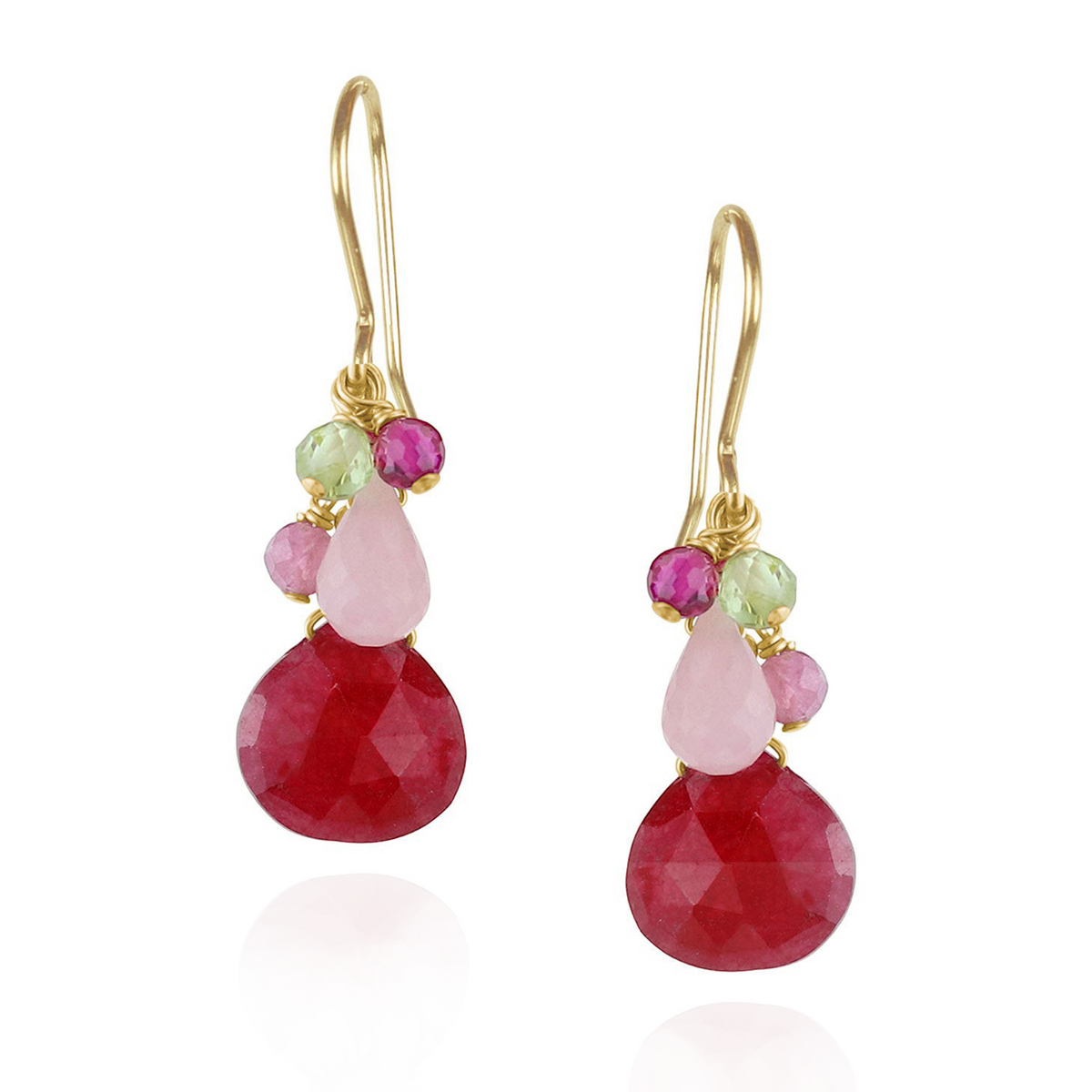 Red Quartz Cluster Earrings