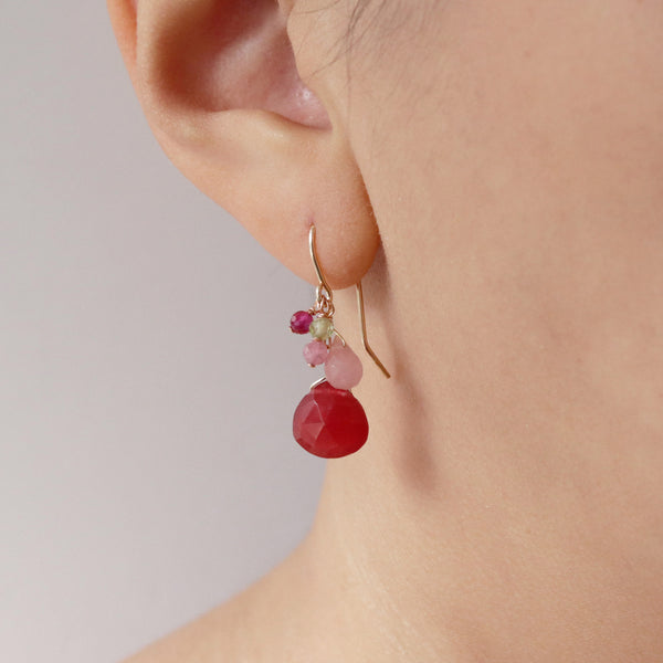Red Quartz Cluster Earrings