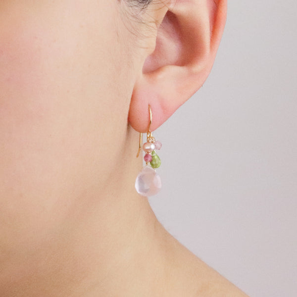 Rose Quartz Cluster Earrings