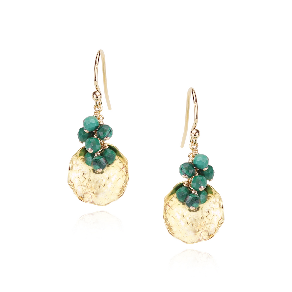 Hammered Discs & Gem Cluster Earrings