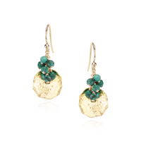 Hammered Discs & Gem Cluster Earrings