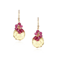 Hammered Discs & Gem Cluster Earrings