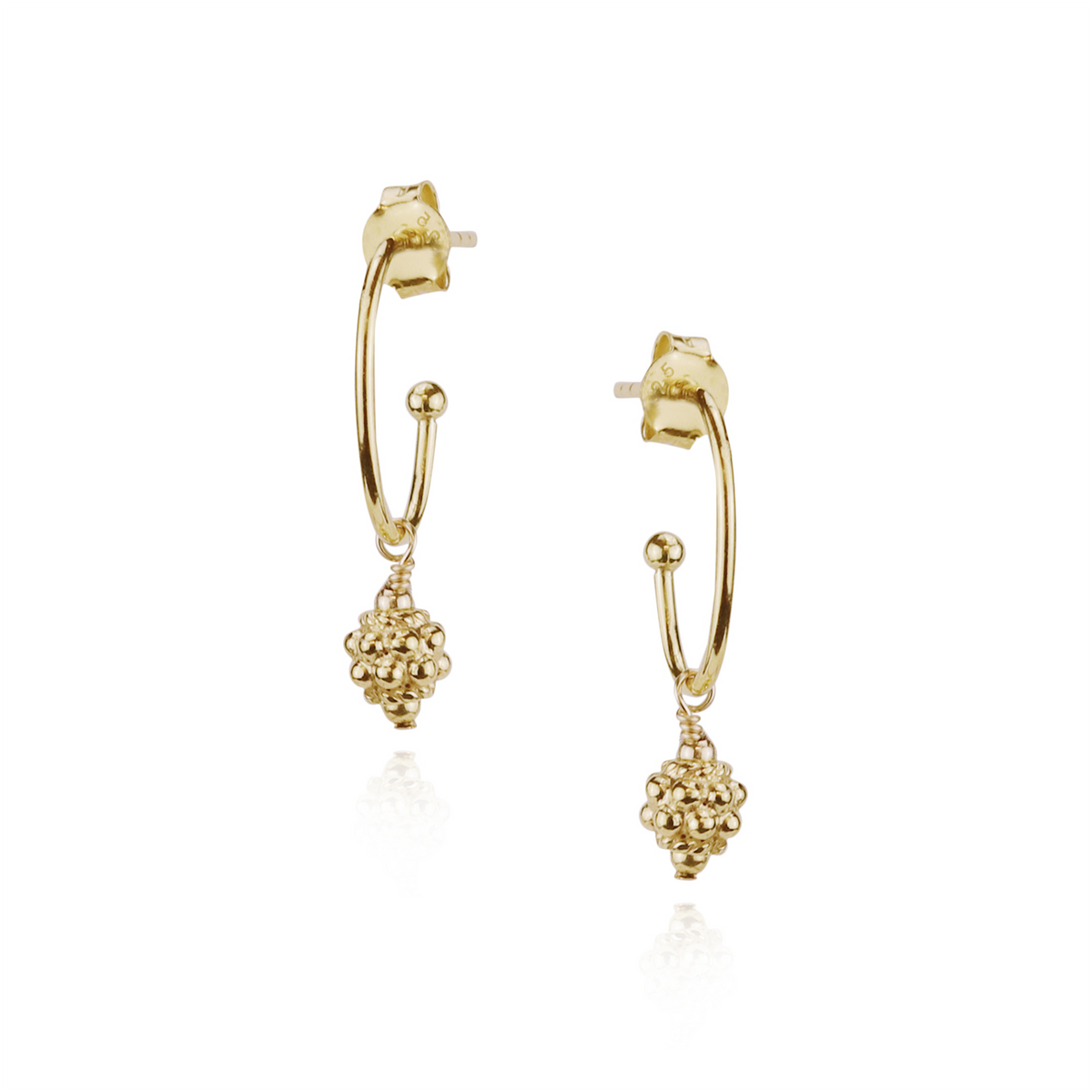 Ornate Gold Bead Mini Hoops
