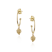 Ornate Gold Bead Mini Hoops
