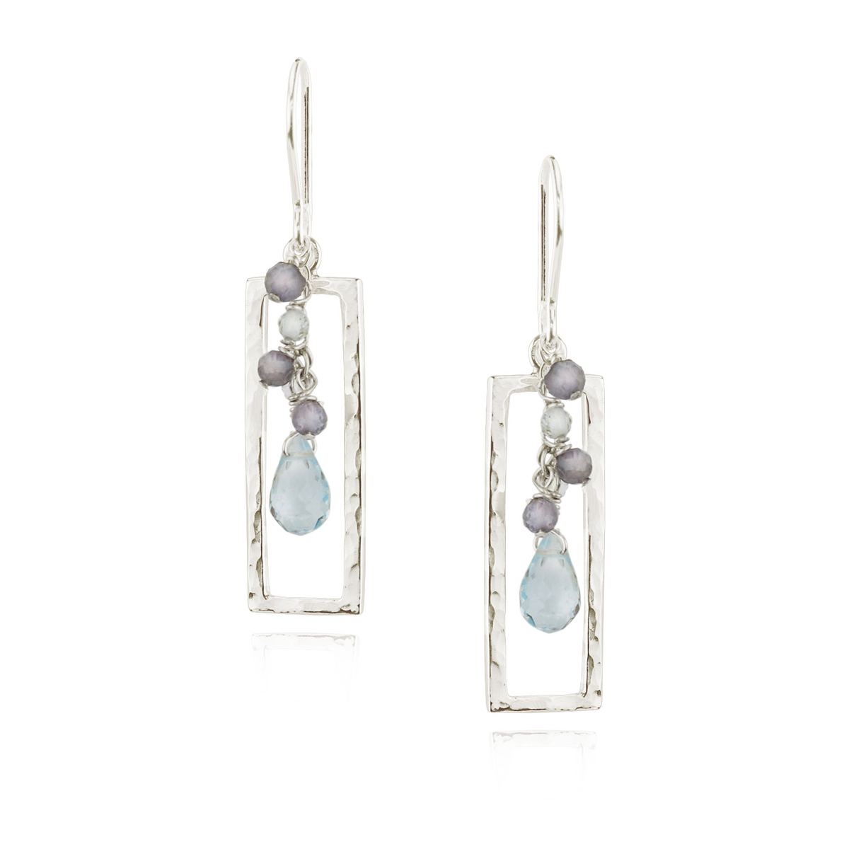 Hammered Rectangle & Cluster Earrings