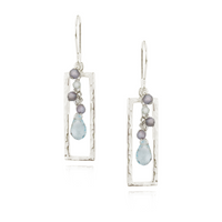 Hammered Rectangle & Cluster Earrings