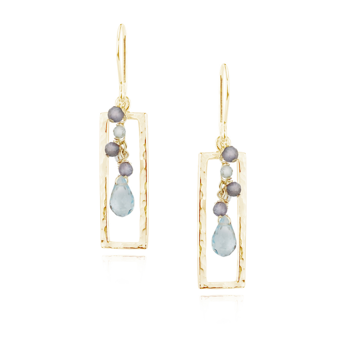 Hammered Rectangle & Cluster Earrings