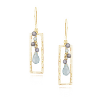 Hammered Rectangle & Cluster Earrings