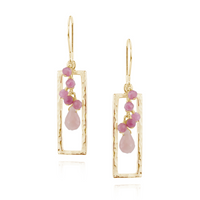 Hammered Rectangle & Cluster Earrings