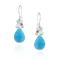 Blue Quartz Pear Shaped Cluster Earrings