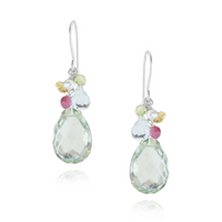 Green Amethyst Pear Shaped Cluster Earrings