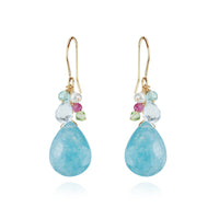 Blue Quartz Pear Shaped Cluster Earrings