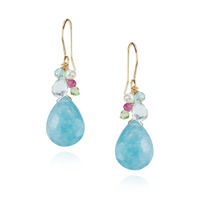 Blue Quartz Pear Shaped Cluster Earrings