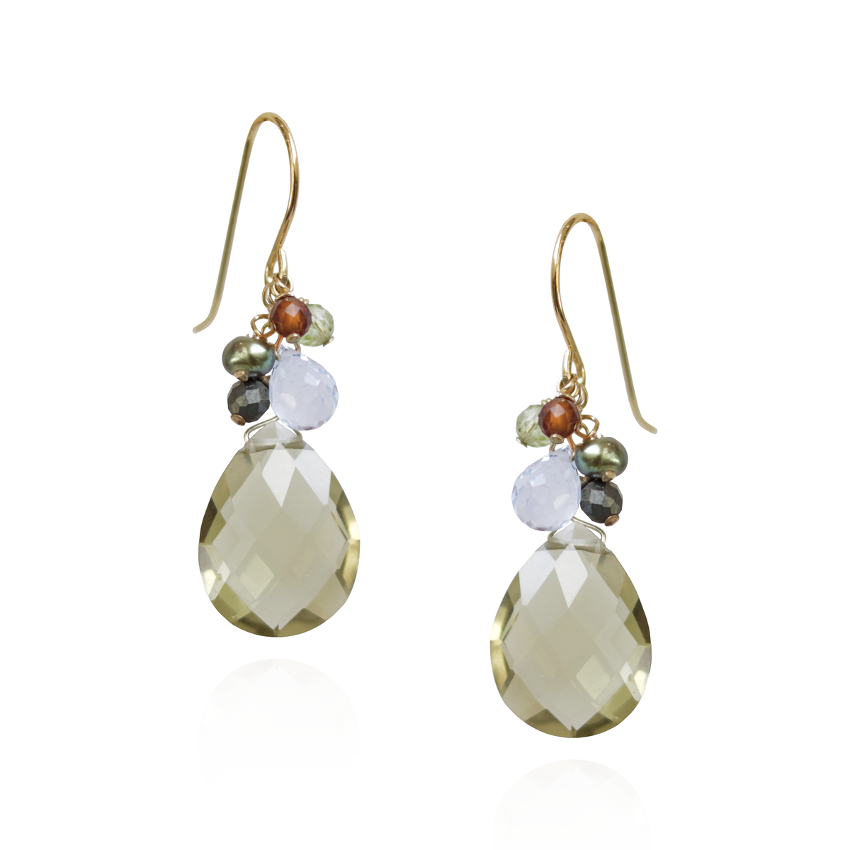 Oliver Quartz Pear Shaped Cluster Earrings
