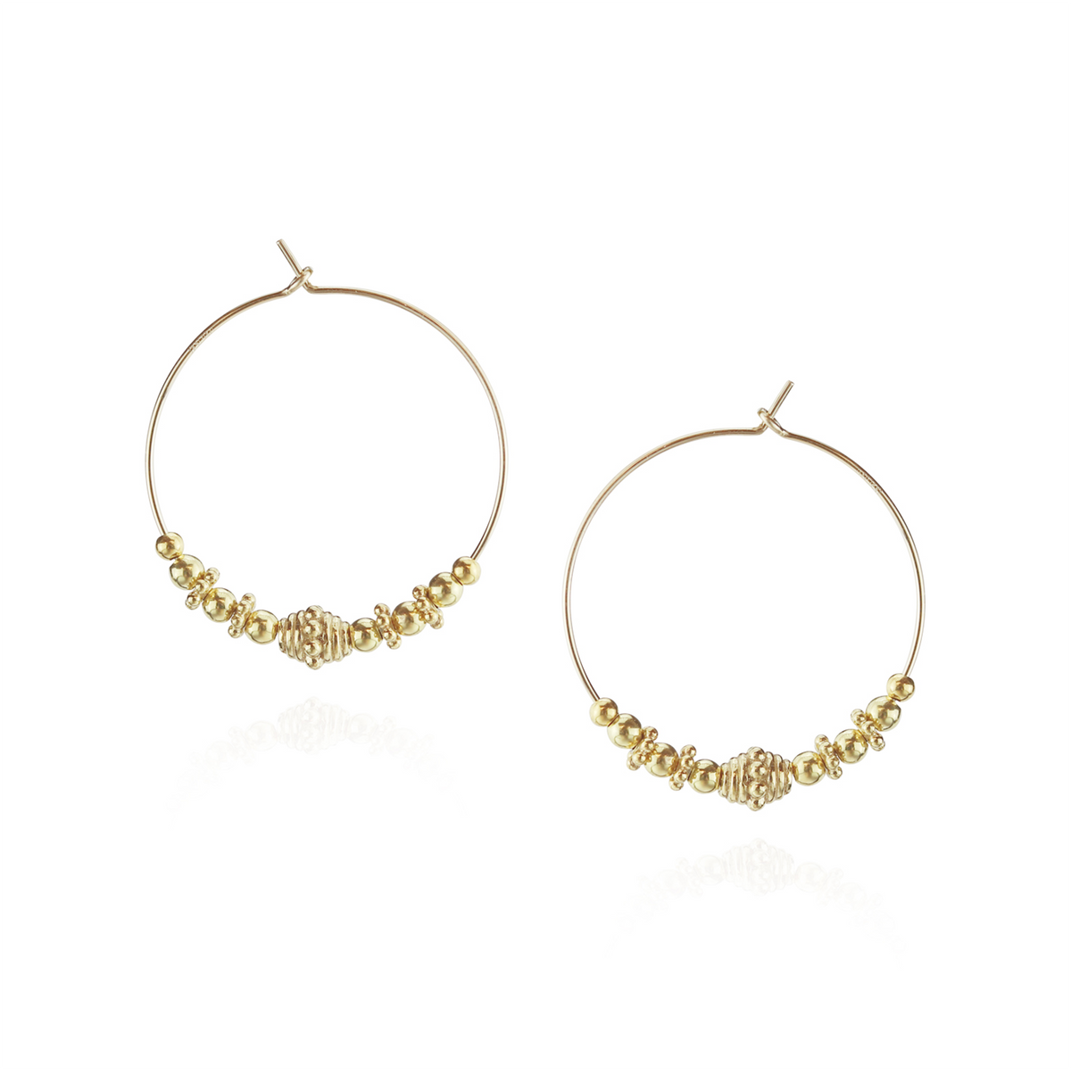 Ornate Gold Bead Hoops