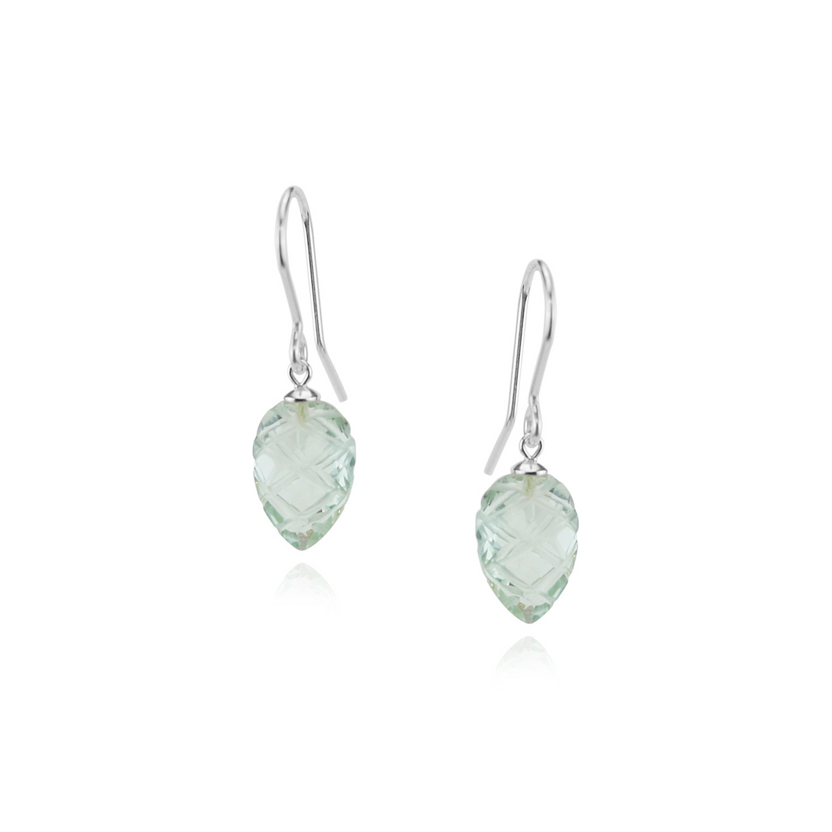 Carved Green Amethyst Drop Earrings