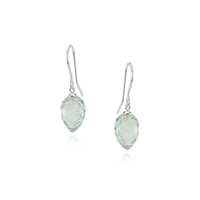 Carved Green Amethyst Drop Earrings