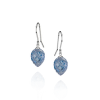Carved Tanzanite Zircon Leaf Earrings