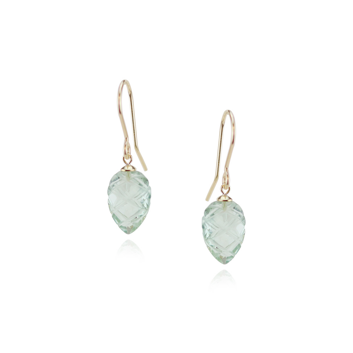 Carved Green Amethyst Drop Earrings