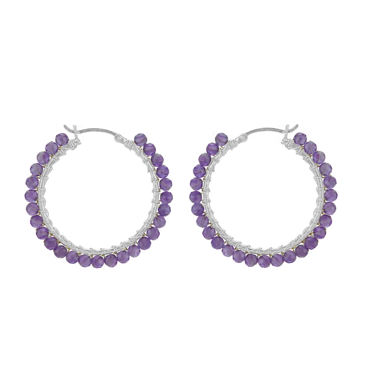 Large Hinged Faceted Beads Hoops