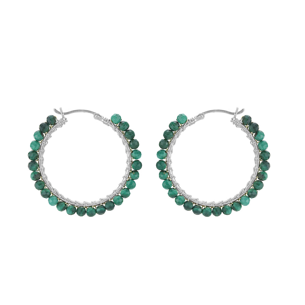 Large Hinged Faceted Beads Hoops