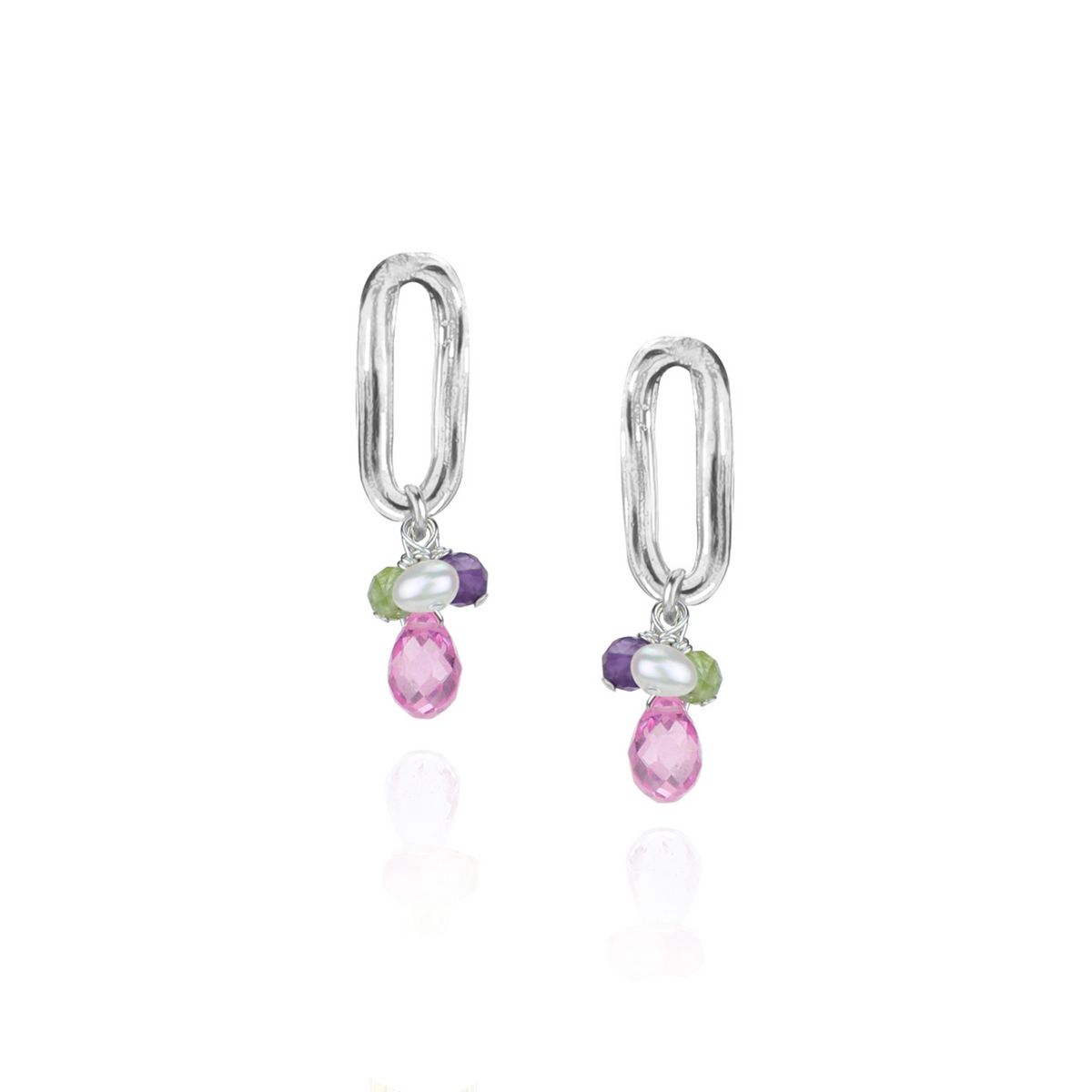 Dainty Cluster & Chain Link Studs