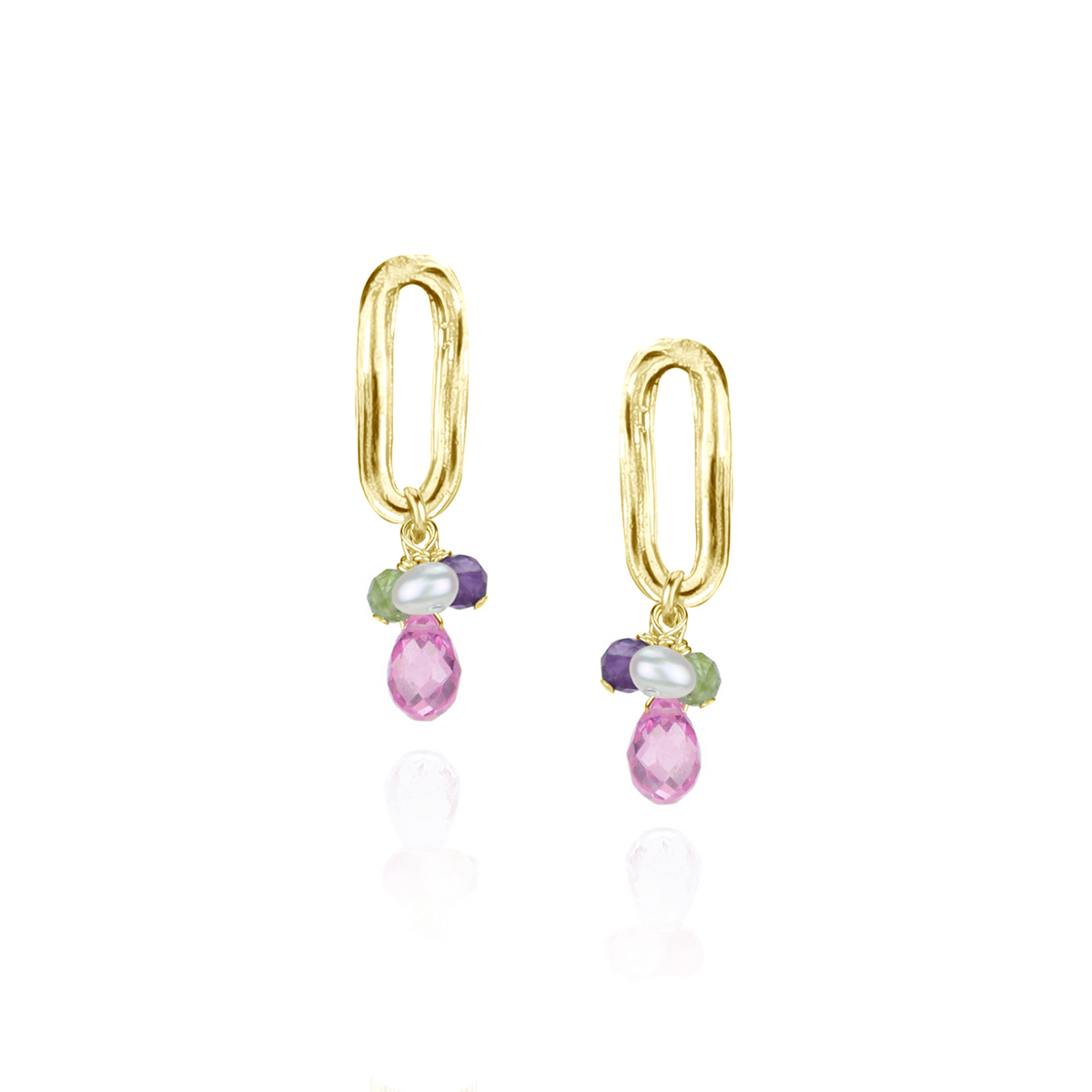 Dainty Cluster & Chain Link Studs