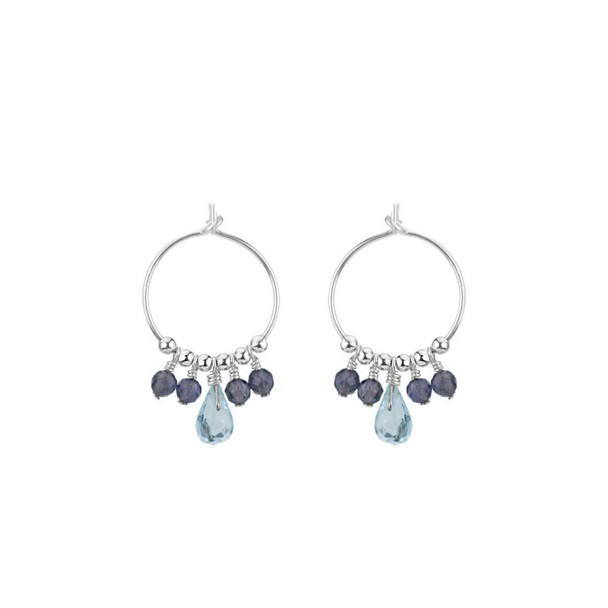 Small Gemstone Drop Hoops