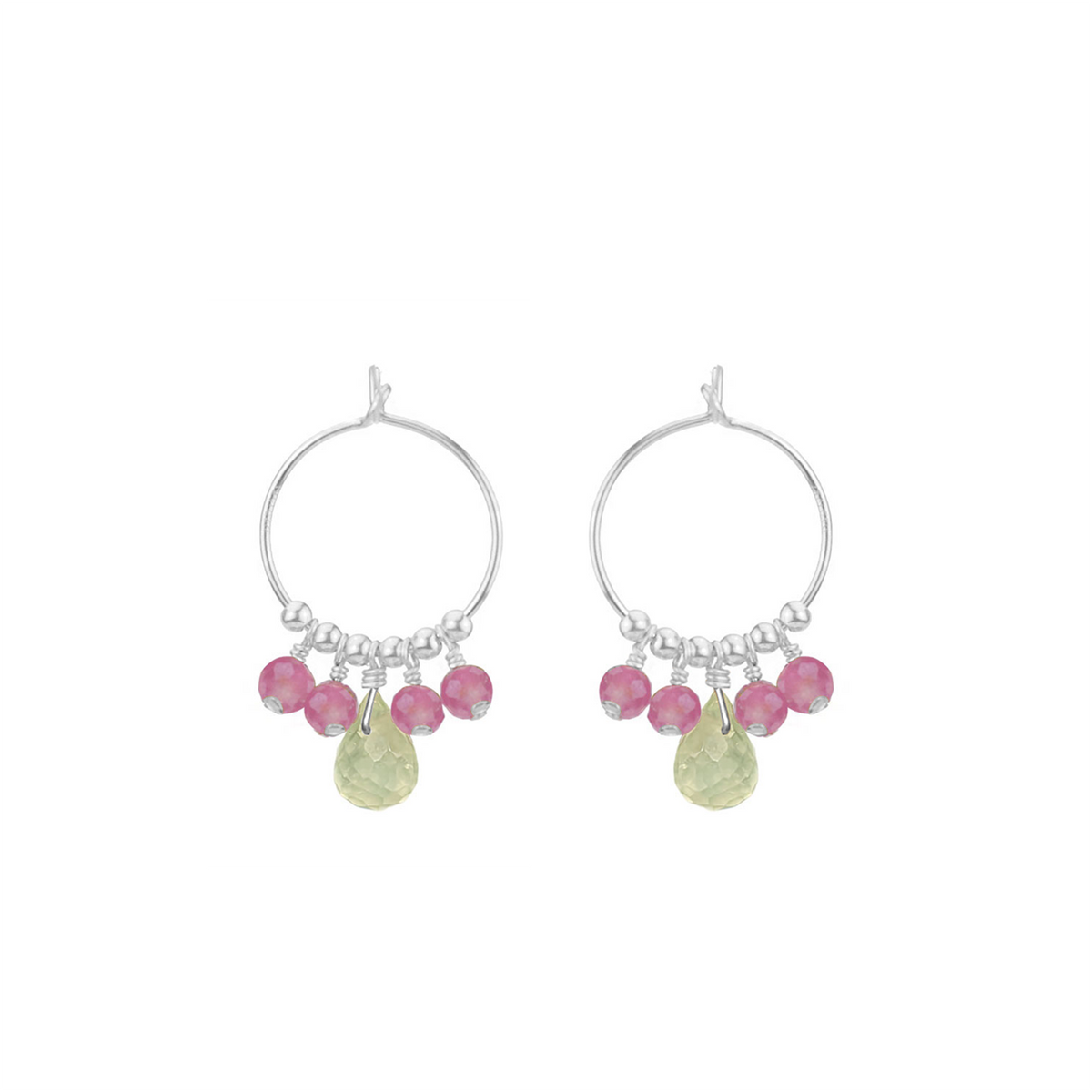 Small Gemstone Drop Hoops