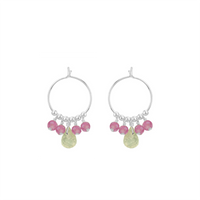 Small Gemstone Drop Hoops