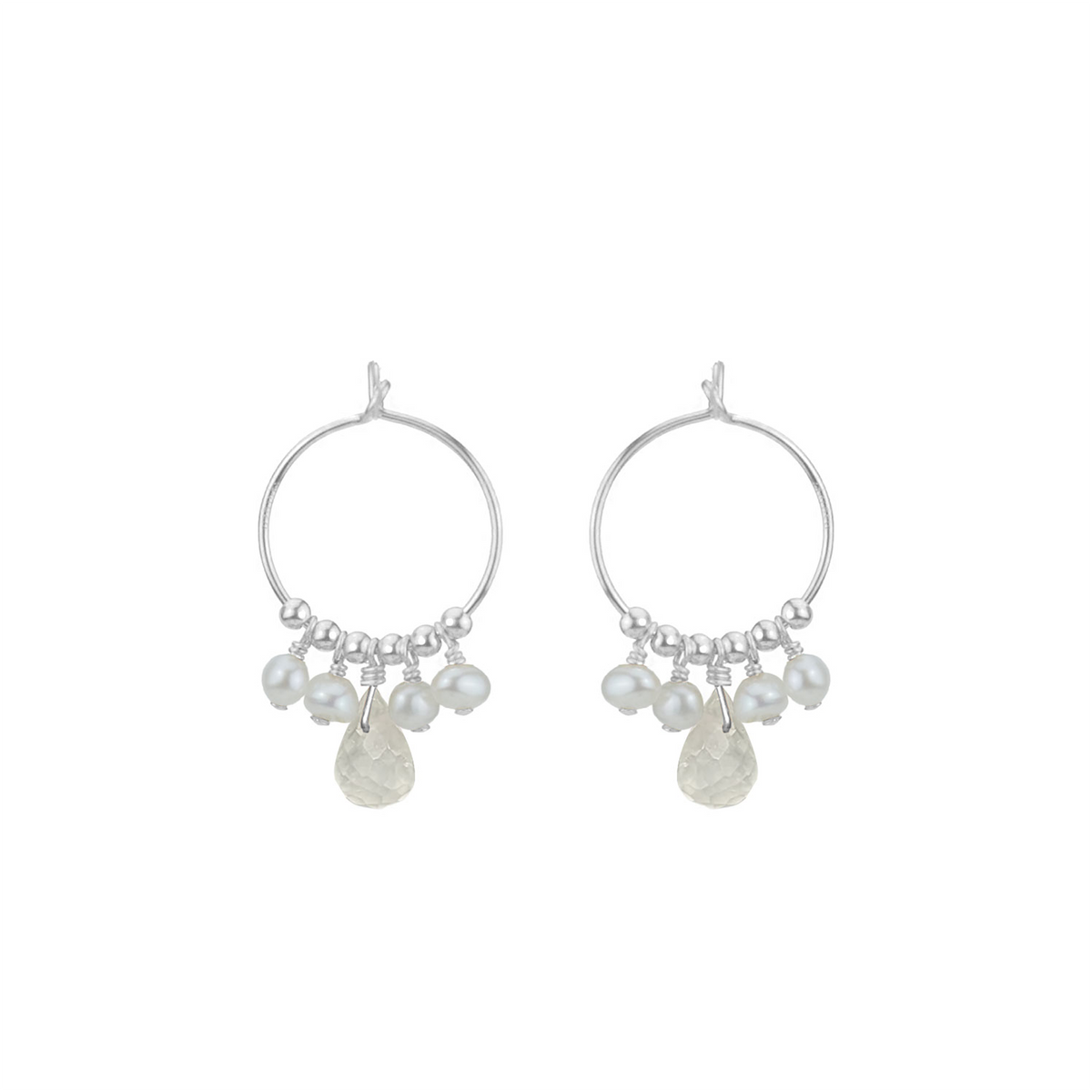 Small Gemstone Drop Hoops