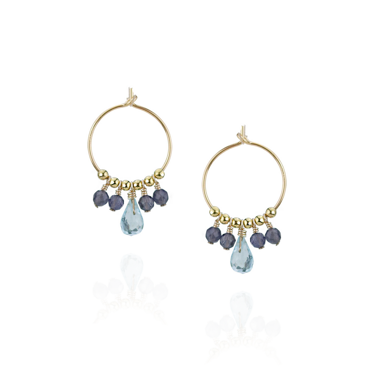 Small Gemstone Drop Hoops