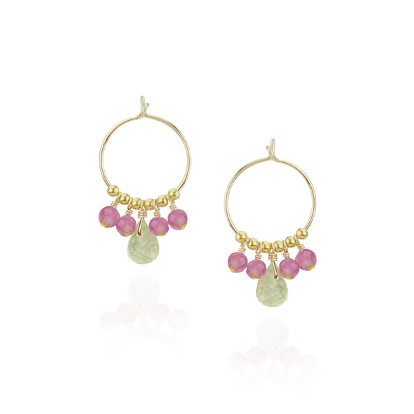 Small Gemstone Drop Hoops