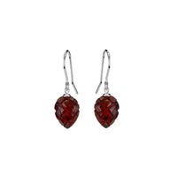 Carved Garnet Zircon Leaf Earrings