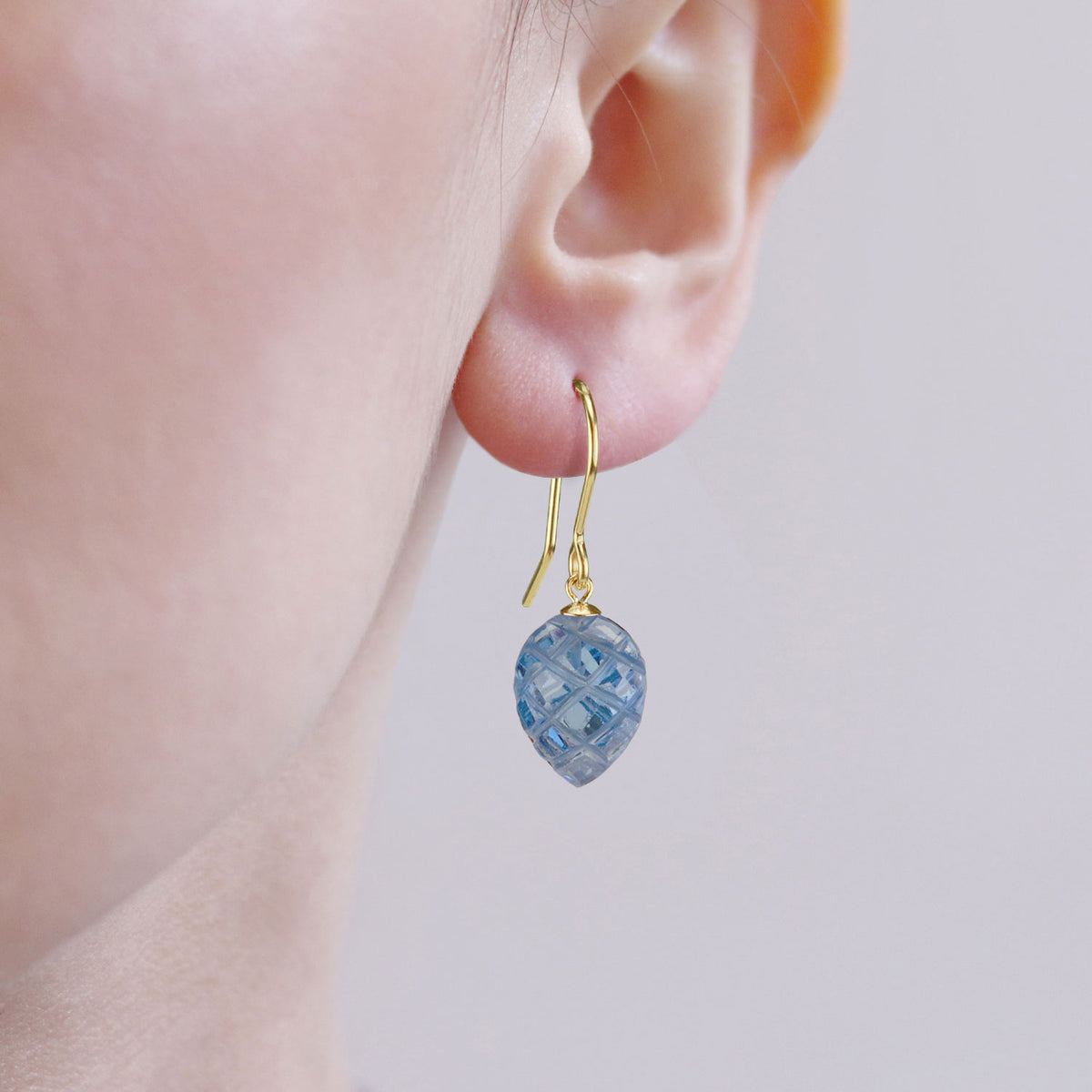 Carved Tanzanite Zircon Leaf Earrings