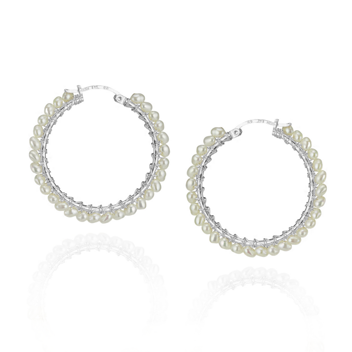 Large Hinged Pearl Hoops